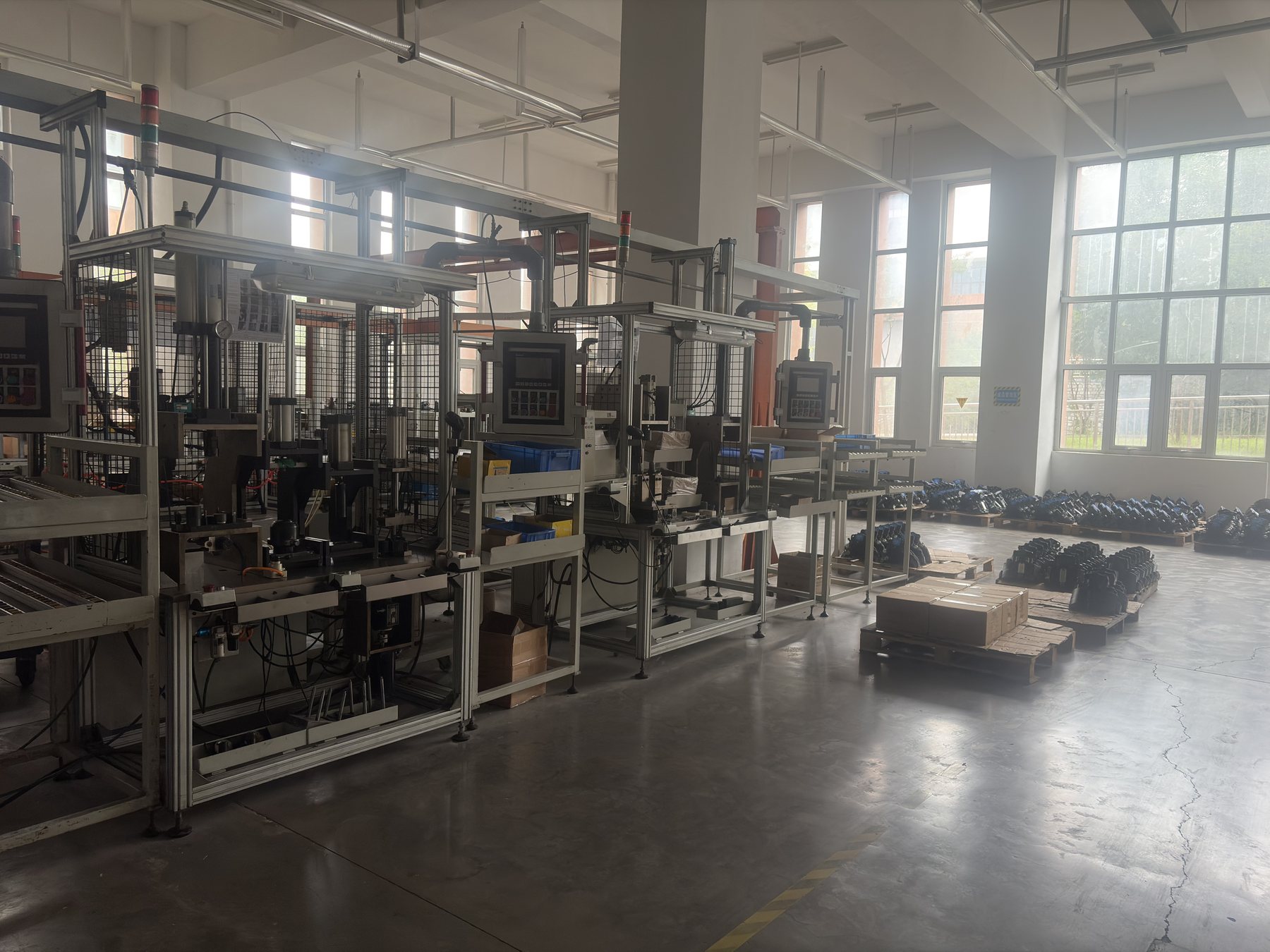 Brake parts production line with machining equipment