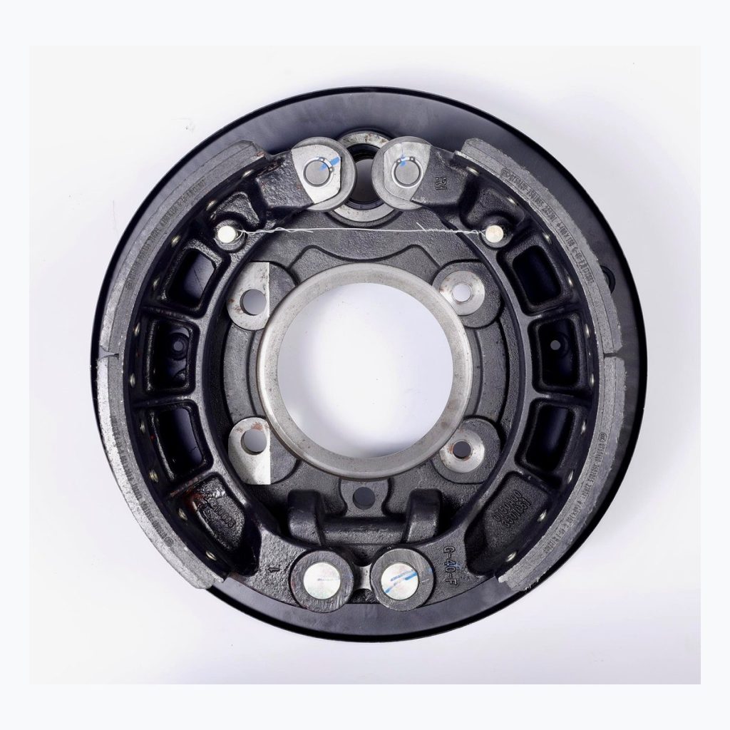 Complete black brake shoe assembly top view
