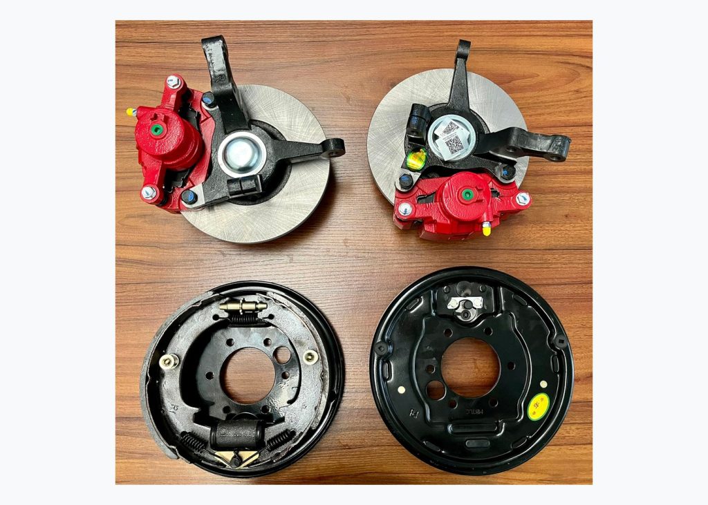 Commercial brake product range with calipers, disc assemblies and drum brake assemblies