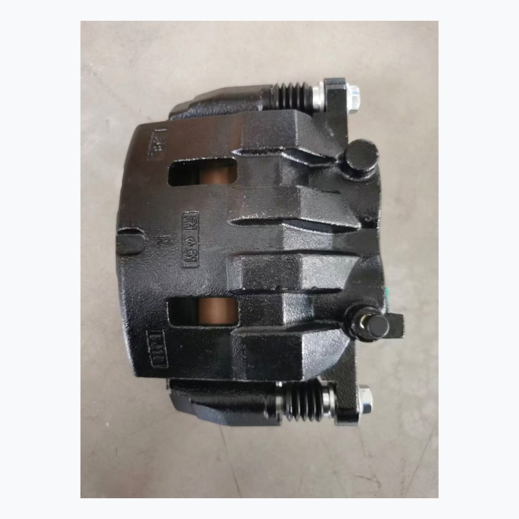 Complete black loaded brake caliper side view