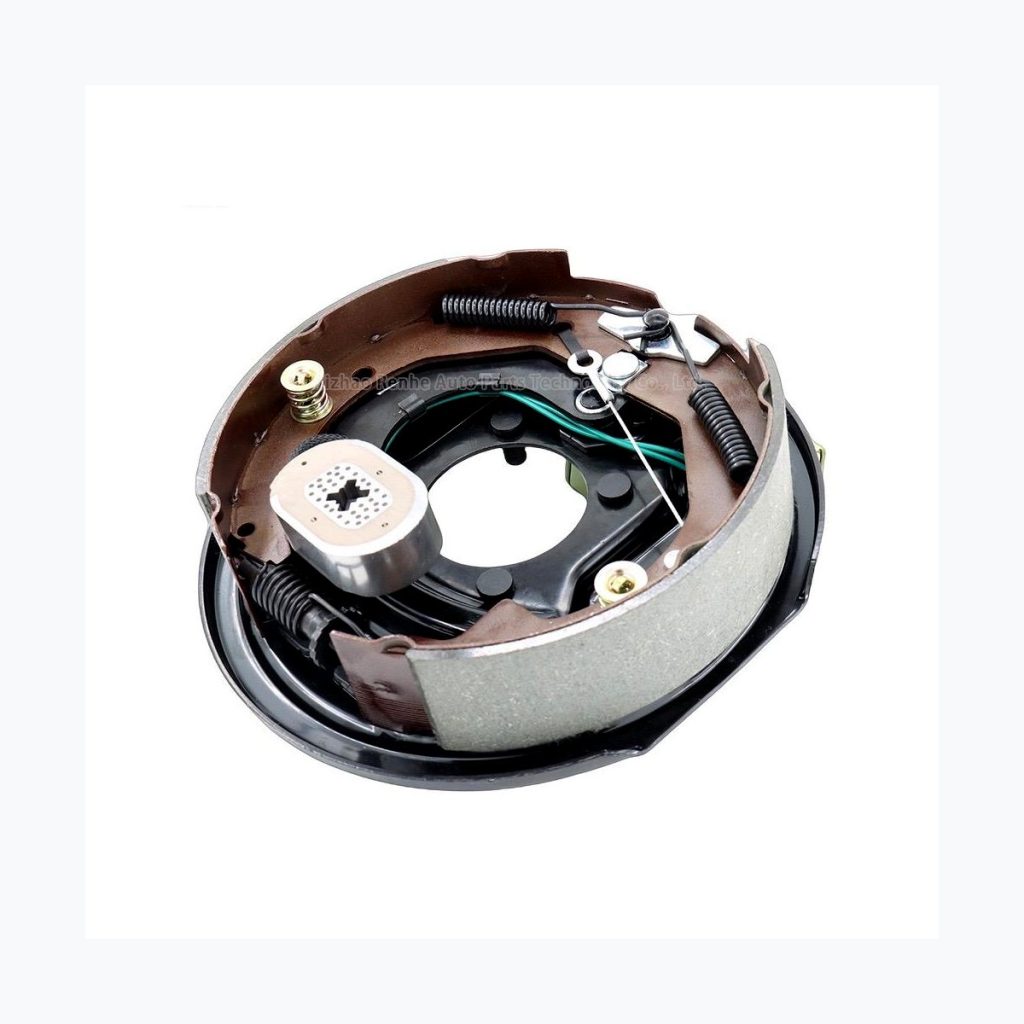 Complete clean brake shoe assembly angle view