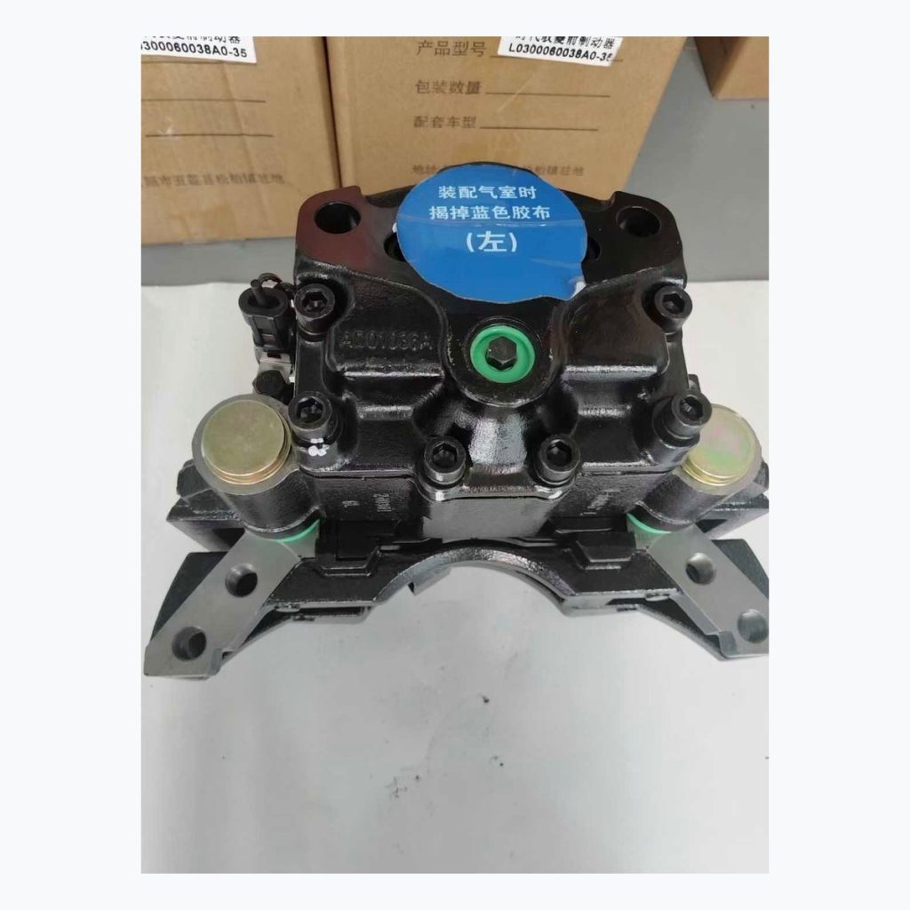 Complete commercial brake caliper mounted view