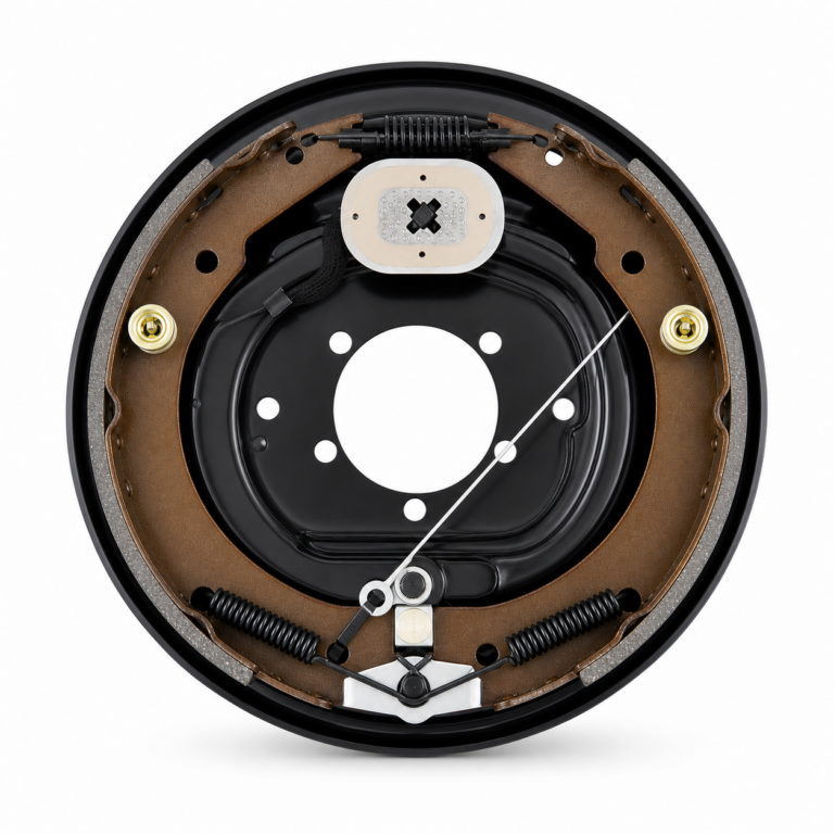 Electric trailer brake assembly front view